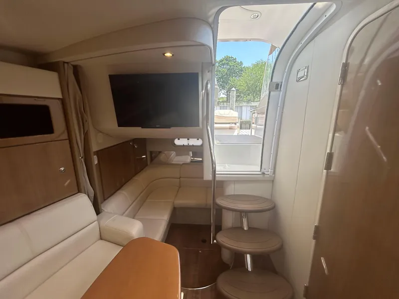 Slide: The Image of Interior of 2021 Formula 34 Performance Cruiser with modern seating and TV. - 15