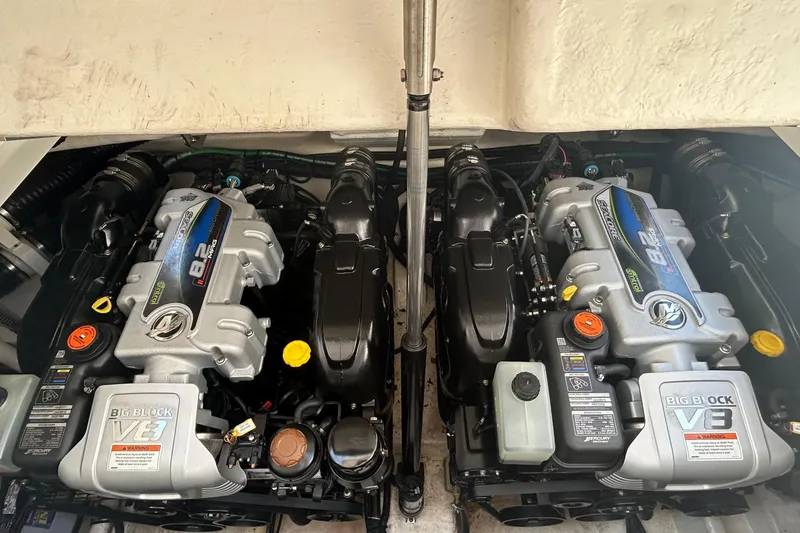 Slide: The Image of Twin engines of a 2021 Formula 34 Performance Cruiser, showcasing powerful V8 design. - 19