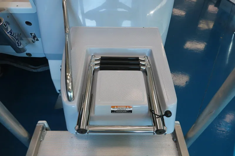 Slide: The Image of 2025 Robalo 226 Cayman boat ladder and platform detail. - 9