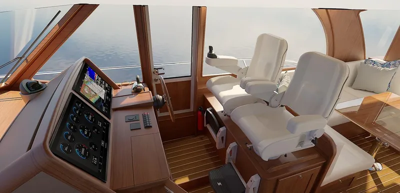 Slide: The Image of Luxurious interior of 2026 Sabre 51 Salon Express yacht with modern kitchen amenities. - 9