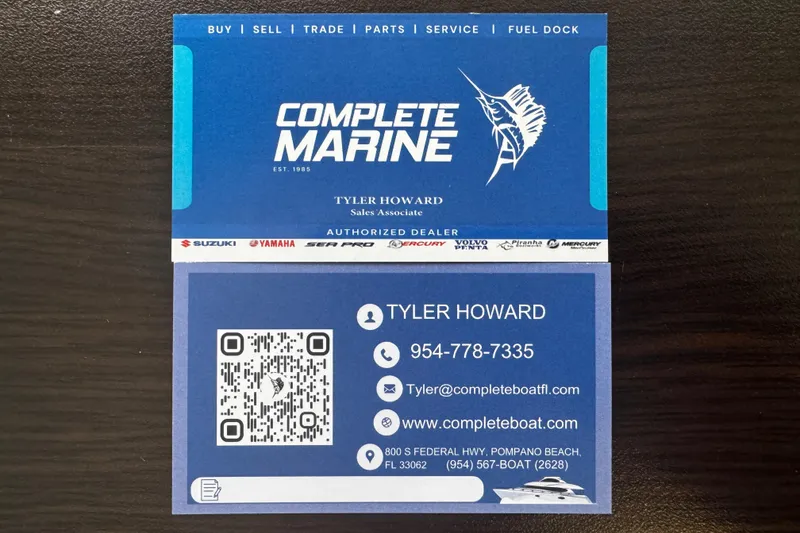 Slide: The Image of Business card for Complete Marine, featuring contact details and a QR code. - 39