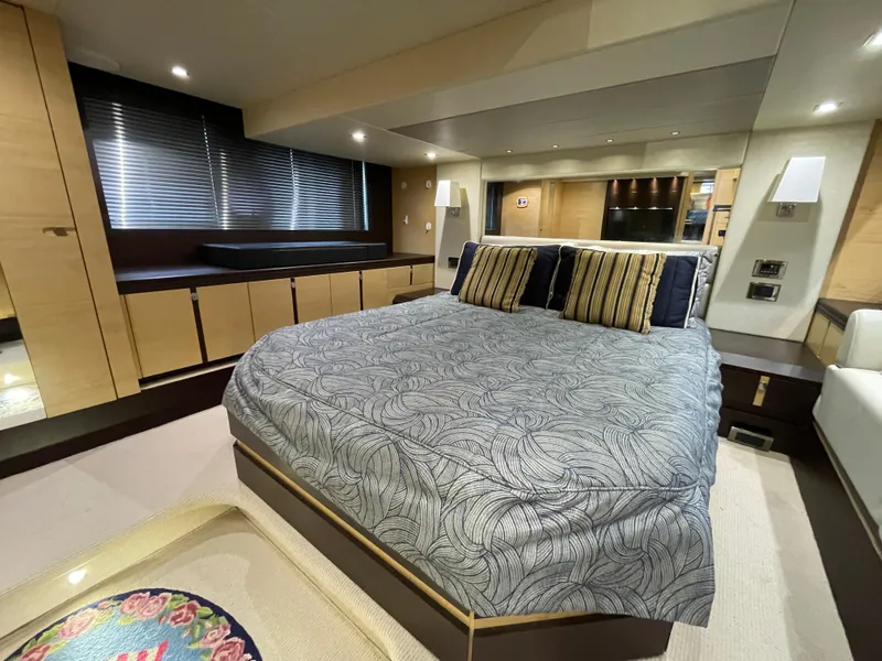 Slide: The Image of Luxurious bedroom interior of 2015 Sunseeker San Remo 48 yacht with elegant decor. - 34