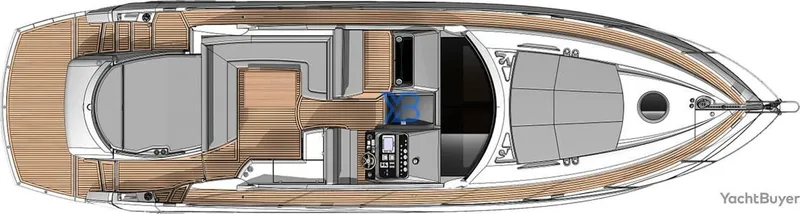 Slide: The Image of Top view layout of 2015 Sunseeker San Remo 48 yacht, showcasing deck and interior design. - 48