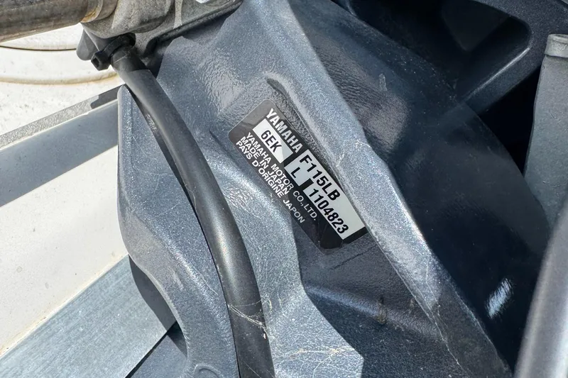 Slide: The Image of Close-up of Yamaha motor label on 2022 Hurricane SunDeck Sport 185 OB boat. - 5