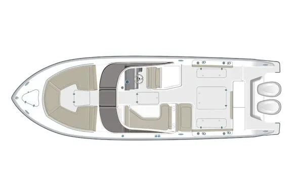 Slide: The Image of Manufacturer Provided Image: Top view of 2018 Pursuit DC 325 Dual Console boat layout. - 56