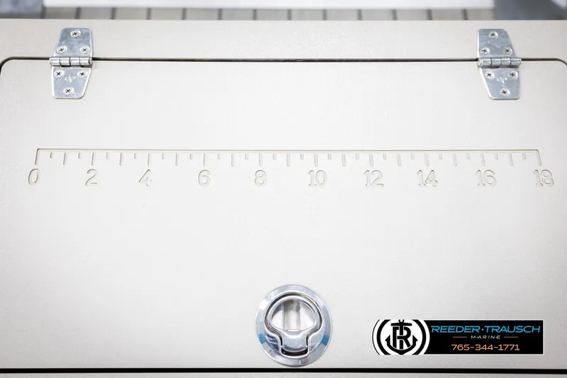 Slide: The Image of Ruler on Trifecta 20 RFC CS boat surface, 2020 model, with Reeder-Trausch Marine logo. - 46