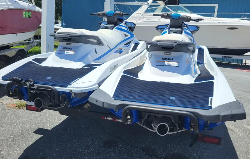 Slide: The Image of Two 2020 Yamaha WaveRunner VX jet skis parked on a trailer. - 6