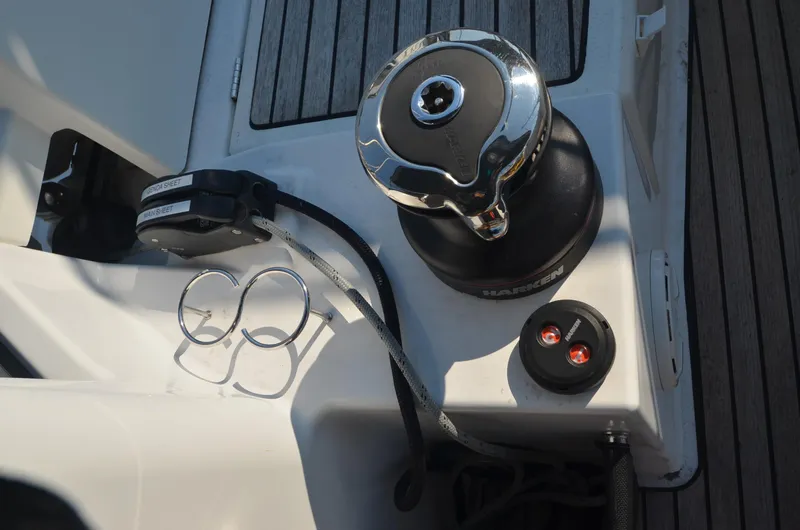 Slide: The Image of Jeanneau Sun Odyssey 440 sailboat deck winch and controls, 2021 model. - 47