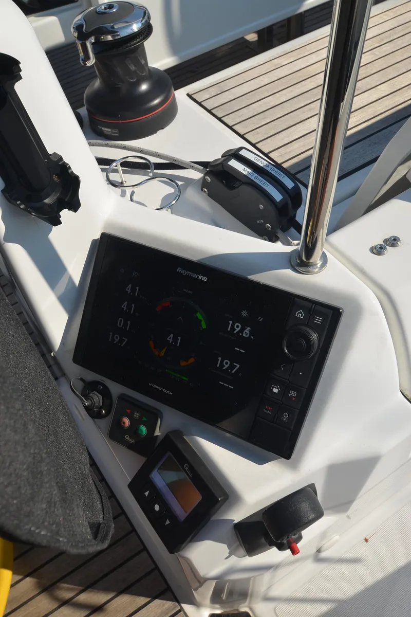 Slide: The Image of Jeanneau Sun Odyssey 440 cockpit with navigation instruments, 2021 model. - 49