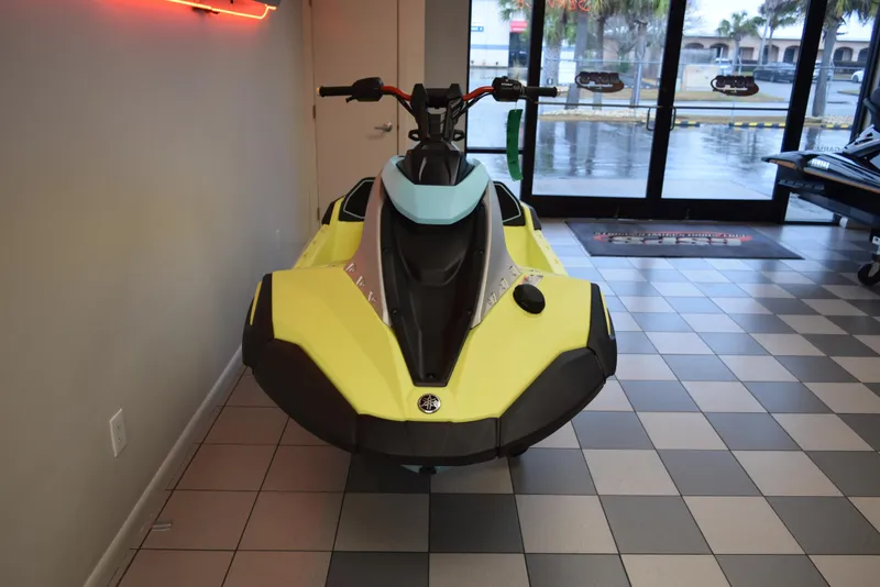 Slide: The Image of 2025 Yamaha WaveRunner JetBlaster PRO 2-Up in showroom, front view. - 9