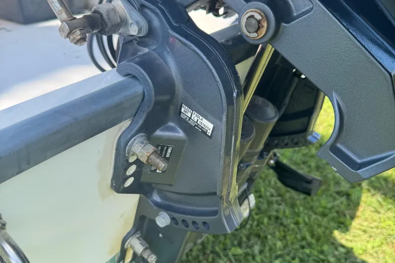 Slide: The Image of Close-up of a 2000 Boston Whaler Sport 13 boat motor mount. - 5