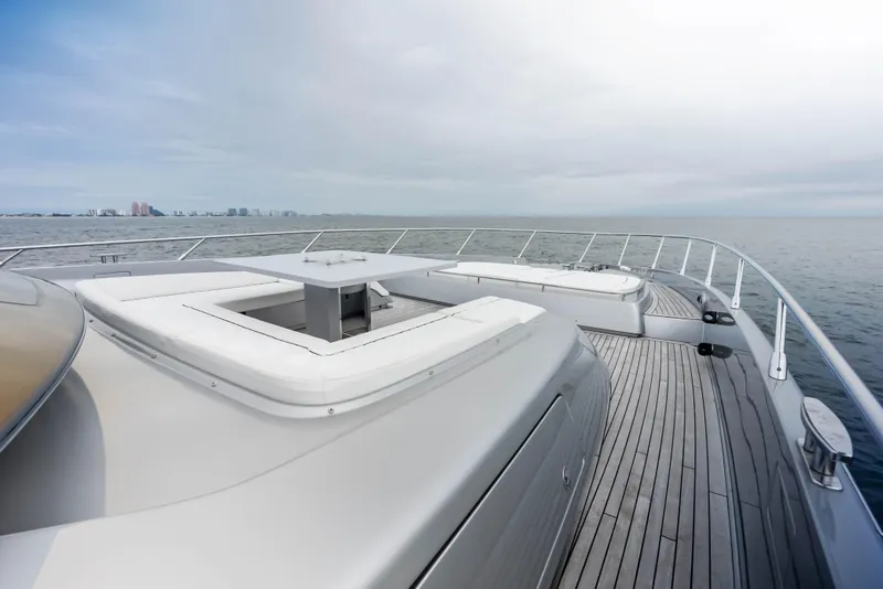 Slide: The Image of Luxury deck of 2021 Riva 88' FOLGORE yacht with ocean view. - 14