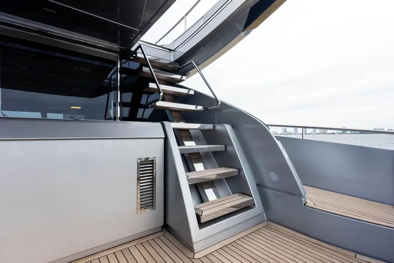Slide: The Image of Staircase on the deck of a 2021 Riva 88' FOLGORE yacht. - 19