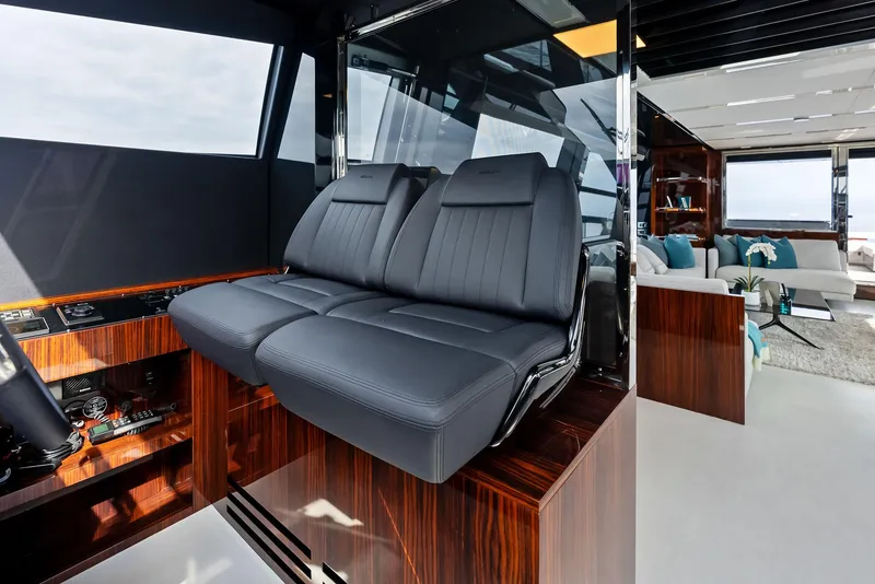 Slide: The Image of Luxurious interior of 2021 Riva 88' FOLGORE yacht with modern seating. - 31