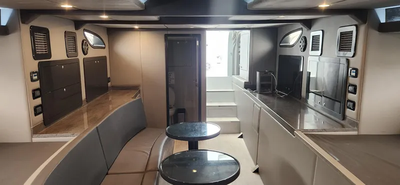 Slide: The Image of Luxurious interior of a 2017 Trident Custom yacht with modern seating and sleek design. - 3