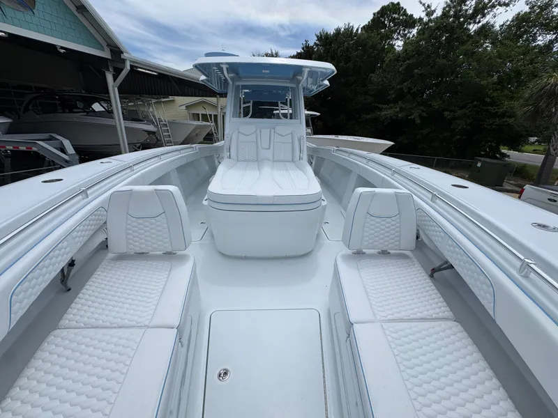 Slide: The Image of 2026 Invincible 43 Open Fisherman boat with spacious seating and sleek design. - 19