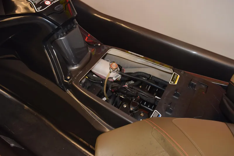 Slide: The Image of 2021 Sea-Doo GTX 170 engine compartment, showcasing internal components and wiring. - 11