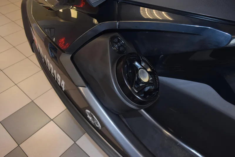 Slide: The Image of 2021 Sea-Doo GTX 170 jet ski with speaker system, displayed indoors. - 7