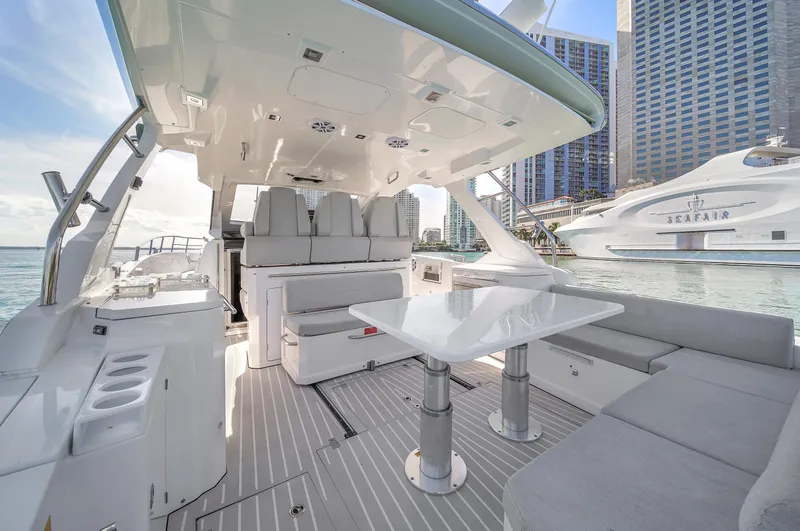 Slide: The Image of Luxurious 2020 Azimut Verve 40 yacht interior with modern seating and table. - 10