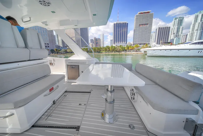 Slide: The Image of Azimut Verve 40 yacht interior with city skyline, 2020 model. - 11