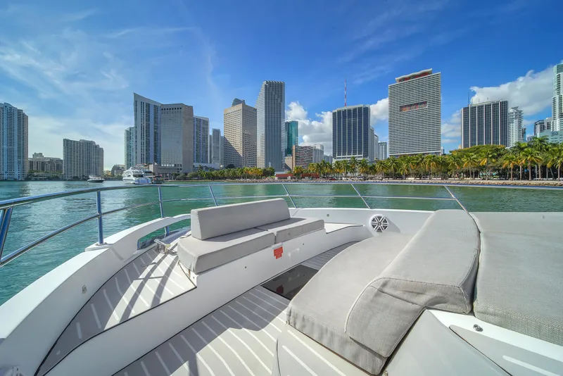 Slide: The Image of Azimut Verve 40 yacht with city skyline view, 2020 model. - 36