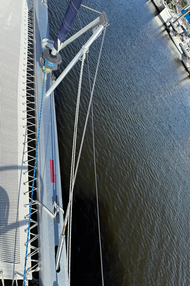 Slide: The Image of Catamaran deck view, Leopard 44, 2013 model, docked at marina. - 26