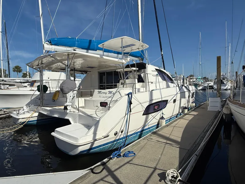 Slide: The Image of Leopard 44 catamaran docked at marina, 2013 model, sunny day. - 6