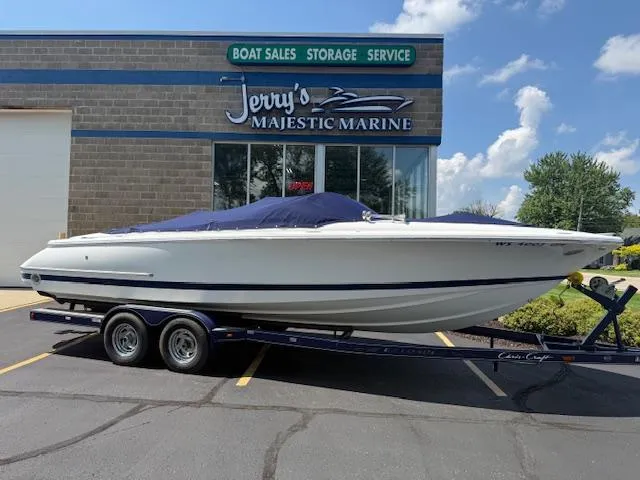 Slide: The Image of 2001 Chris-Craft Launch 25 boat on trailer at Jerry's Majestic Marine dealership. - 33