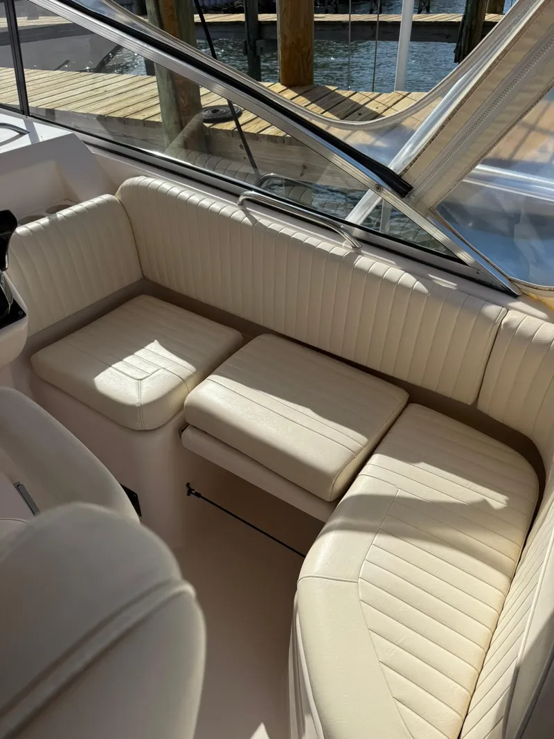 Slide: The Image of 2007 Grady-White Express 330 boat interior with cream leather seating. - 34