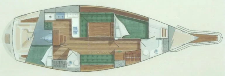 Slide: The Image of Floor plan of a 2003 Caliber 40 LRC SE sailboat, featuring interior layout and design. - 22