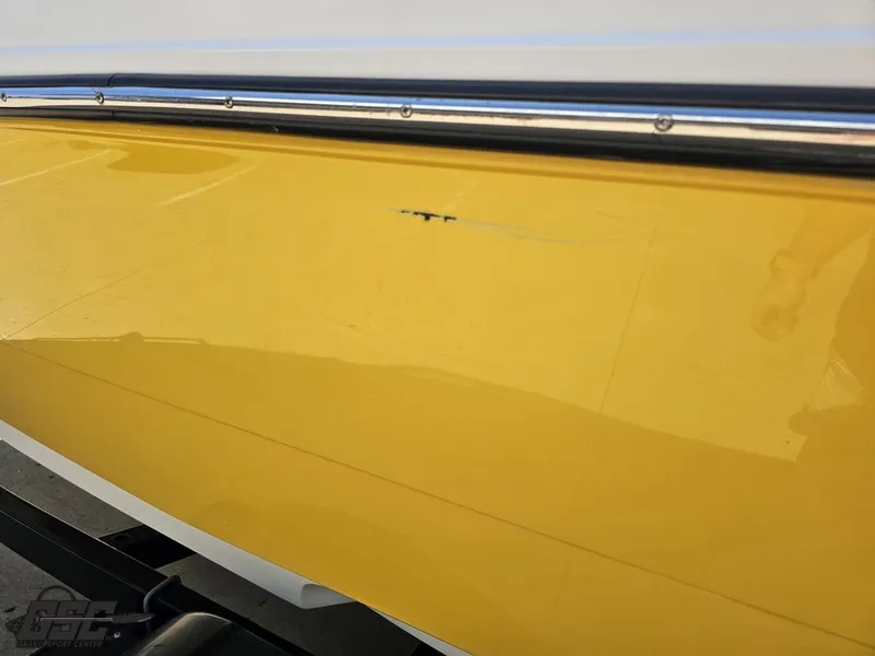 Slide: The Image of Yellow Monterey 196MFS boat hull, 2015 model, with minor surface scratch. - 34