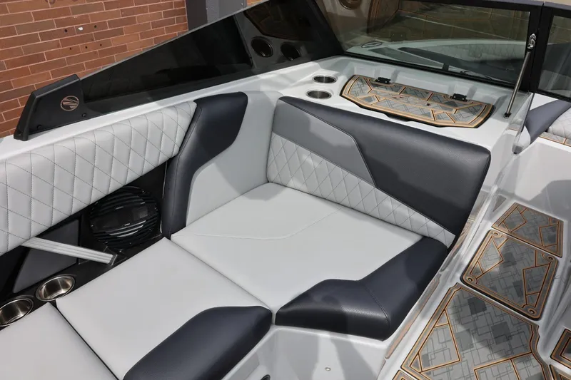 Slide: The Image of 2025 Tigé Z3 boat interior with stylish seating and modern design elements. - 14