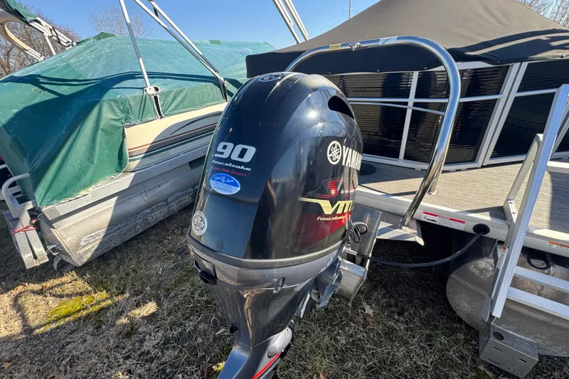 Slide: The Image of Sweetwater SW2086c pontoon boat with Yamaha 90 horsepower outboard motor, 2023 model. - 12