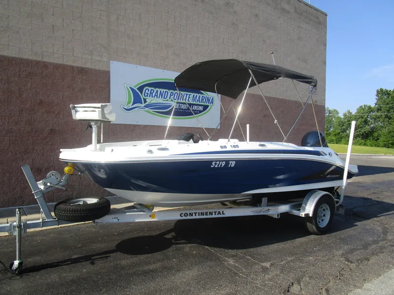 Slide: The Image of 2022 Hurricane SS 185 boat on trailer at Grand Pointe Marina. - 3