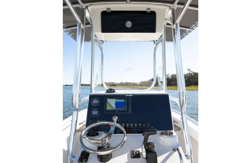 Slide: The Image of Manufacturer Provided Image: 2025 Parker 21SE Center Console boat dashboard with navigation system. - 4