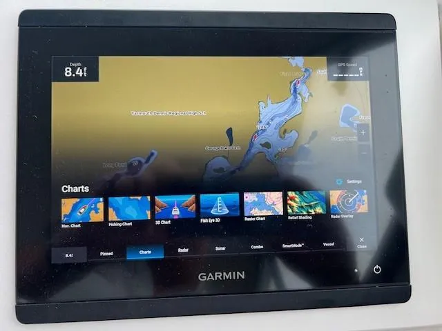 Slide: The Image of Garmin marine GPS display showing nautical charts on a Parker 2520 XLD Sport Cabin, 2021 model. - 31