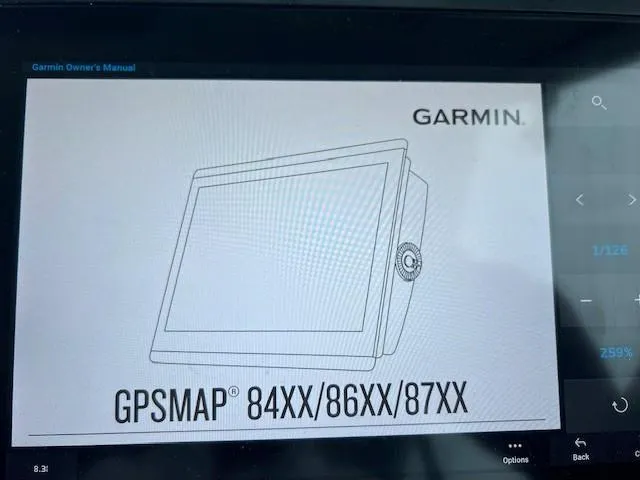 Slide: The Image of Garmin GPSMAP 84XX/86XX/87XX manual on Parker 2520 XLD Sport Cabin, 2021 model. - 32