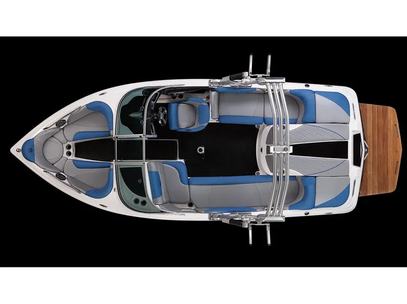Slide: The Image of Manufacturer Provided Image: 2013 MasterCraft X-14V boat interior, top view, blue and gray seating. - 8