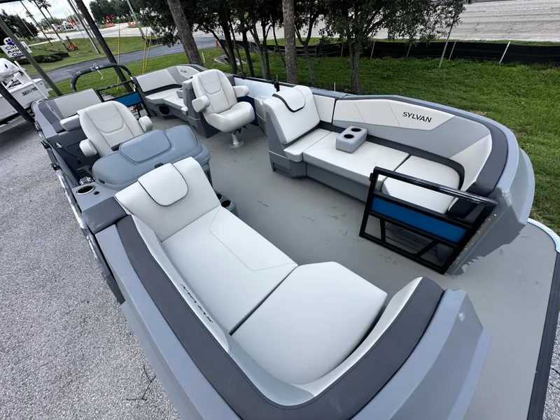 Slide: The Image of 2026 Sylvan A22 LZ Sport boat with spacious seating and modern design. - 10