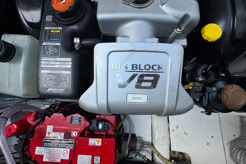 Slide: The Image of Engine compartment of a 2021 Fairline F//Line 33 with a Big Block V8 engine. - 28