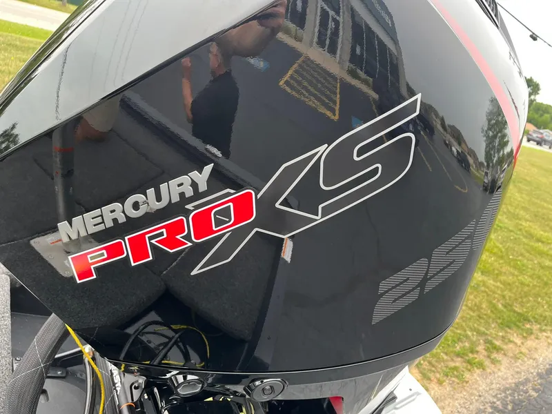 Slide: The Image of Close-up of Mercury Pro XS engine on 2026 Lund 2075 Pro-V Bass XS boat. - 27