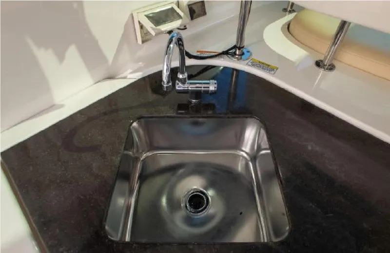 Slide: The Image of Stainless steel sink on 2014 Sea Ray 470 Sundancer yacht with modern faucet. - 18