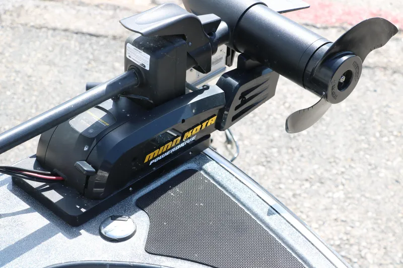 Slide: The Image of Trolling motor on a 2017 Nitro Z19 Sport boat, featuring Minn Kota PowerDrive. - 17