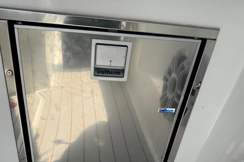 Slide: The Image of Isotherm fridge on 2023 Beneteau Gran Turismo 32 yacht, stainless steel finish. - 11