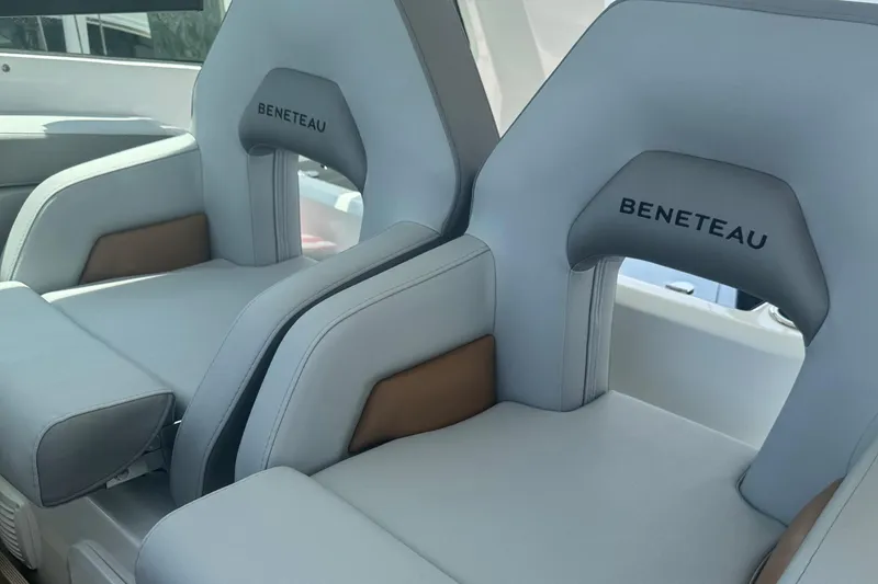 Slide: The Image of Luxury seating on 2023 Beneteau Gran Turismo 32 yacht, featuring elegant design and comfort. - 18