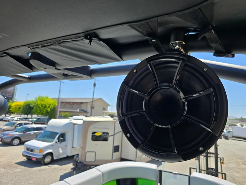 Slide: The Image of Close-up of a speaker on a 2026 Berkshire STS 25 RFX 3.0+ boat. - 30