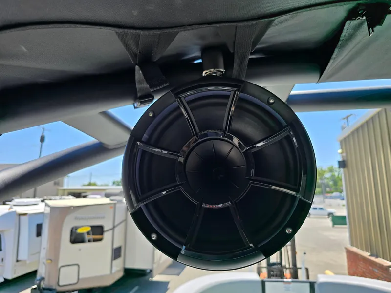 Slide: The Image of Close-up of a speaker on a 2026 Berkshire STS 25 RFX 3.0+ boat. - 31