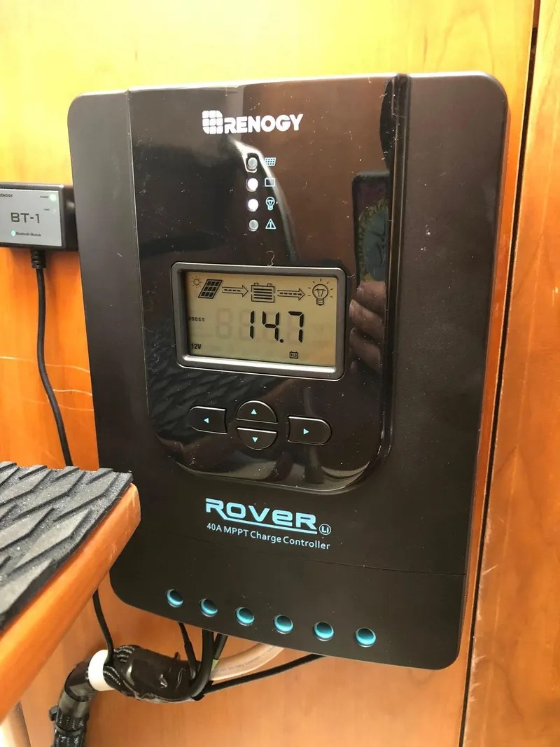 Slide: The Image of Renogy Rover charge controller on 2004 Mainship Pilot 30-II Sedan boat. - 26