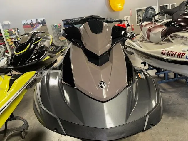 Slide: The Image of 2023 Yamaha WaveRunner VX Cruiser in showroom, sleek design, gray color. - 3