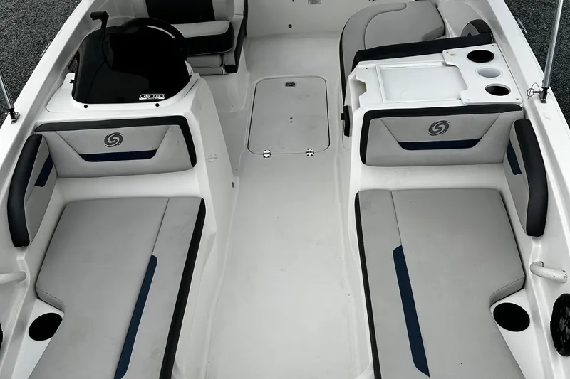Slide: The Image of 2021 Godfrey Hurricane 205SS boat interior with seating and cup holders. - 6